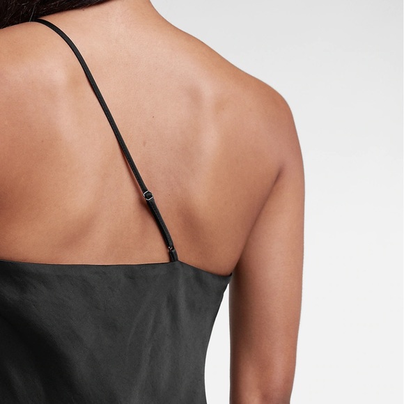 Satin cross back one shoulder dress - Picture 2 of 5